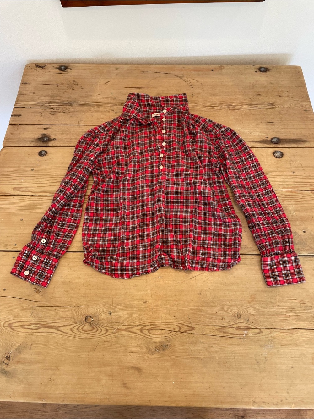 Faherty Red Plaid Wool Blend shirt size small